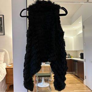 Black 100% rabbit fur vest
